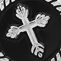 Men's stainless steel Our Lady of Guadalupe and round cross with black enamel pendant charms