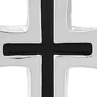 Men's stainless steel and black enamel cross & Guadalupe oval pendants