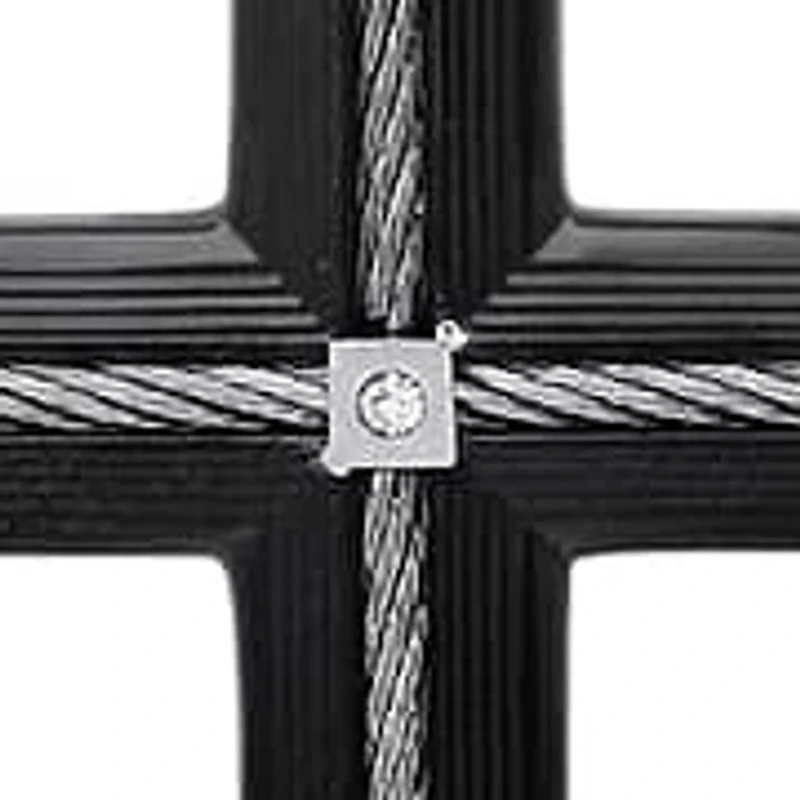 Lab Created Men's two tone black ip & stainless steel inlay wire cable cross with simulated diamonds accent pendant