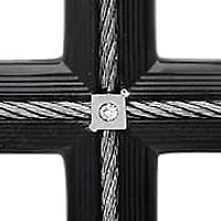 Lab Created Men's two tone black ip & stainless steel inlay wire cable cross with simulated diamonds accent pendant