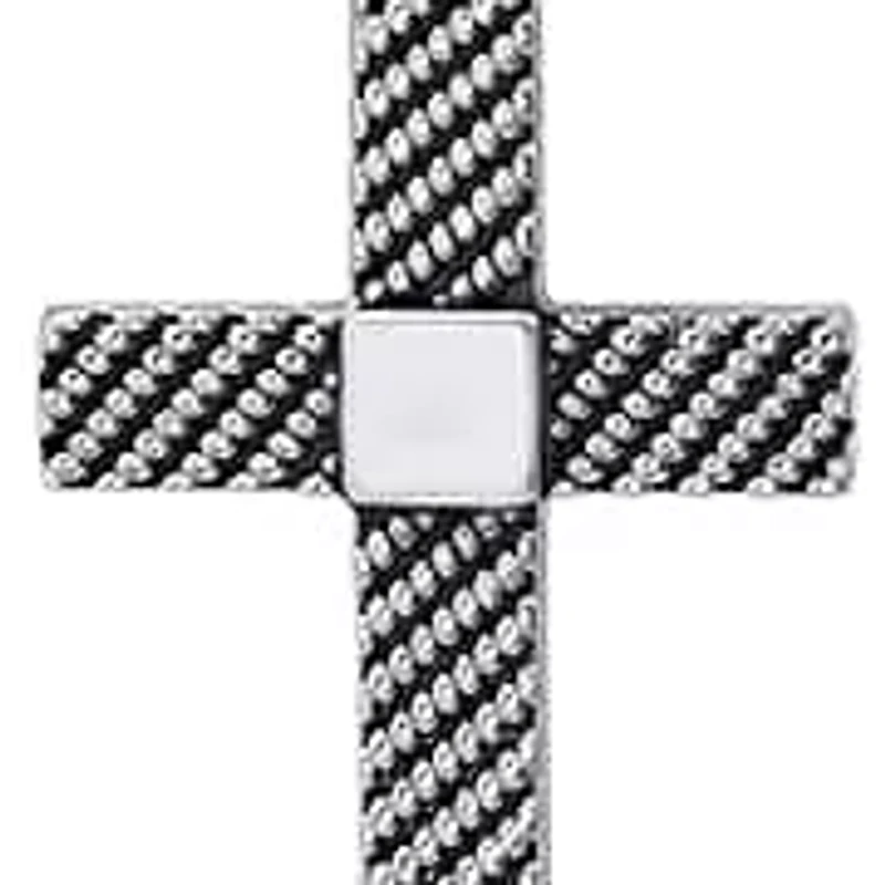 Men's stainless steel textured cross pendant