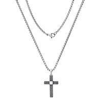 Men's stainless steel textured cross pendant