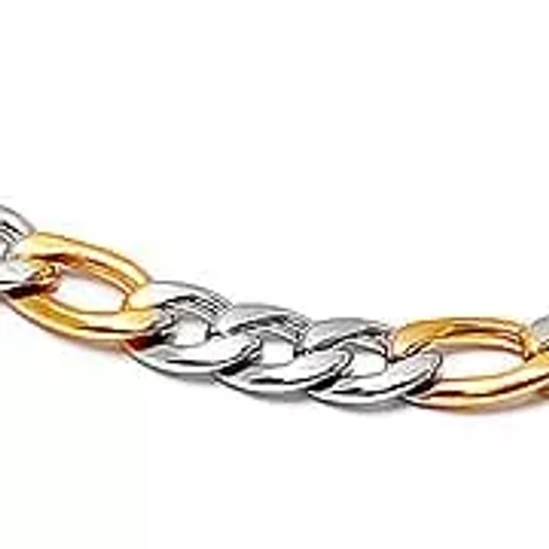 Men's two tone stainless steel and 18k gold plated figaro chain necklace