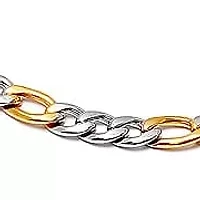 Men's two tone stainless steel and 18k gold plated figaro chain necklace