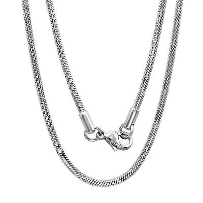 Men's stainless steel flat snake chain necklace