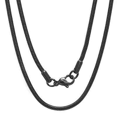 Men's black ip stainless steel snake chain necklace