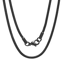 Men's black ip stainless steel snake chain necklace