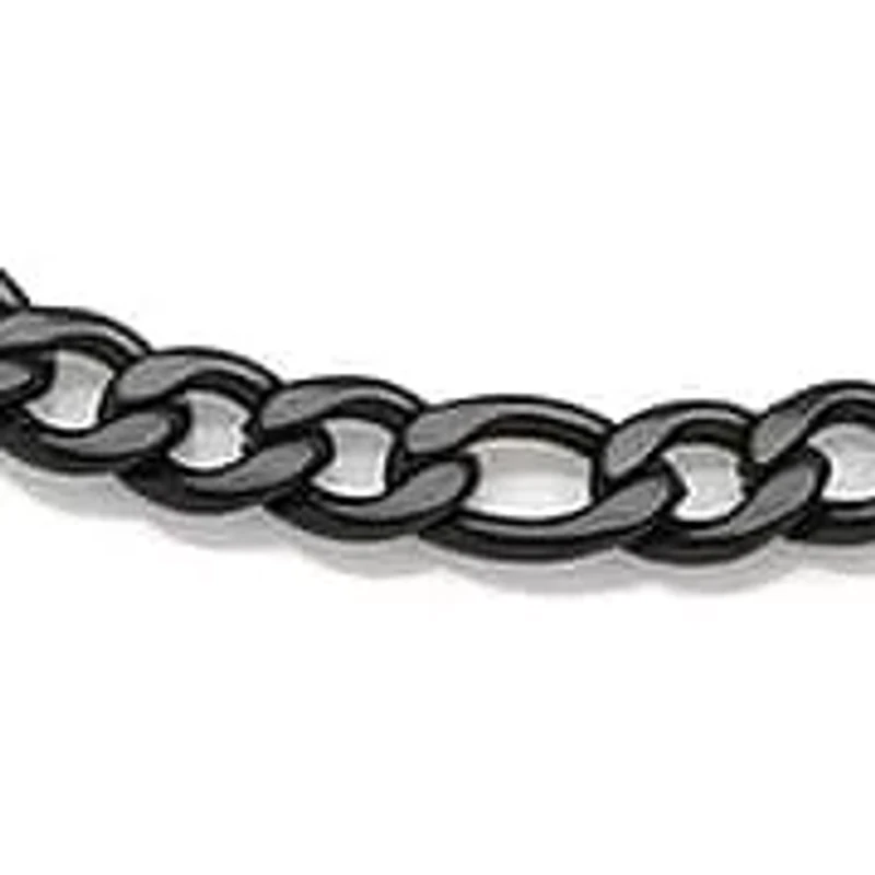 Men's black ip stainless steel figaro necklace