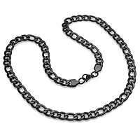 Men's black ip stainless steel figaro necklace