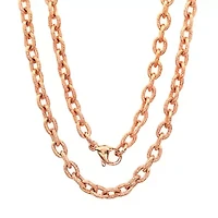 Men's 18k rose gold plated stainless steel rolo chain necklac