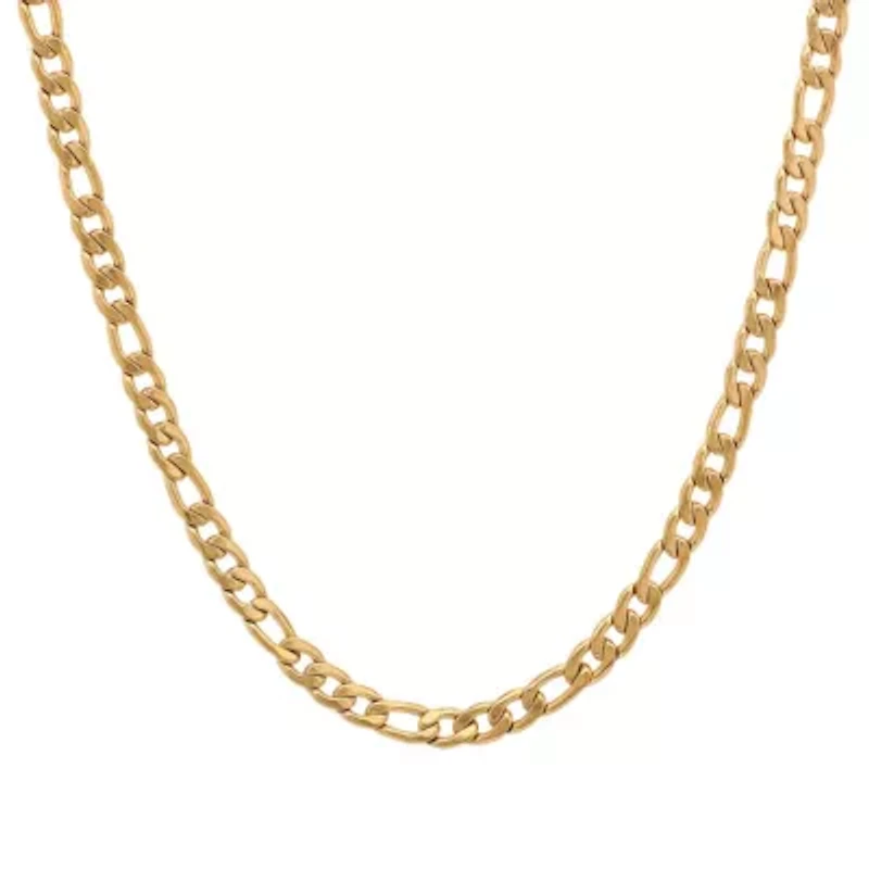 Men's 18k gold plated stainless steel figaro chain necklace