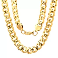 Men's 18k gold plated stainless steel cuban link chain necklace
