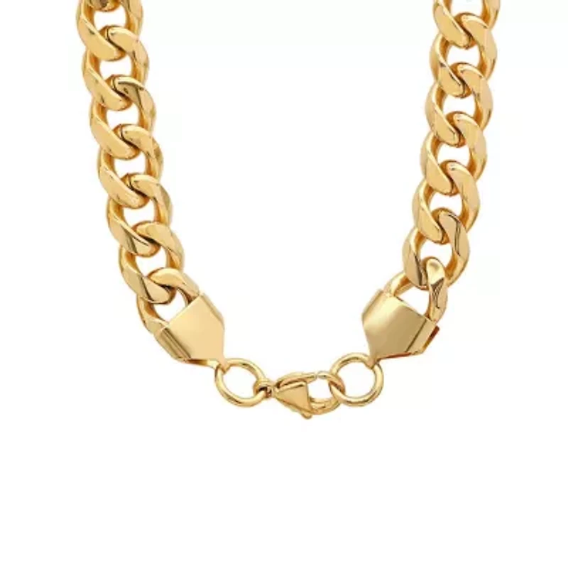Men's 18k gold plated stainless steel cuban link chain necklace