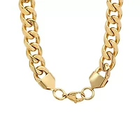 Men's 18k gold plated stainless steel cuban link chain necklace