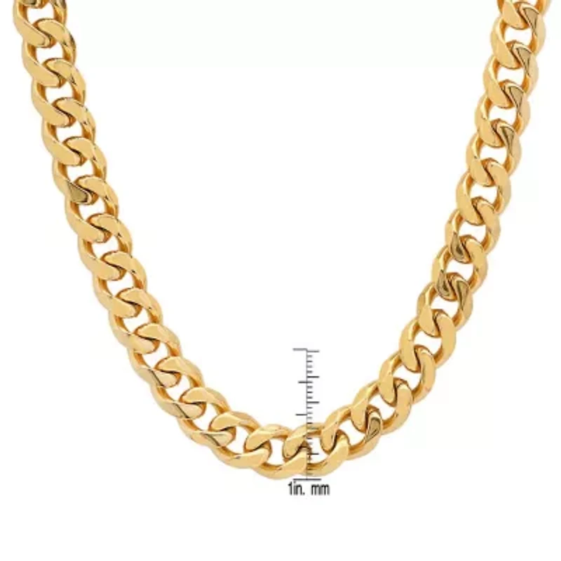 Men's 18k gold plated stainless steel cuban link chain necklace