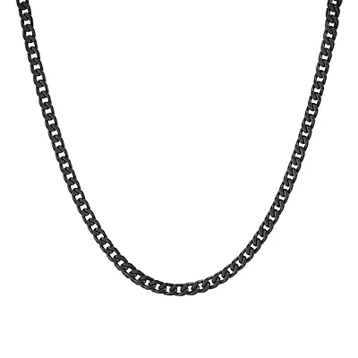 Men's black ip stainless steel cuban link chain necklace