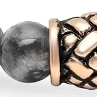 Men's diluted hematite beaded bracelet with 18k rose gold plated stainless steel beads