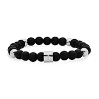 Men's religious beaded bracelet stainless steel accents