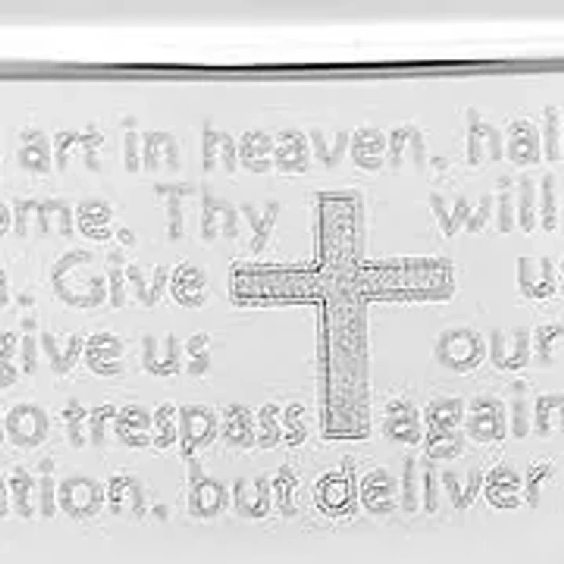Men's black rubber bracelet with "our father…" accent