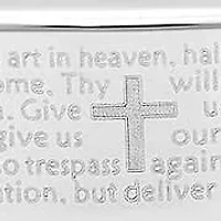 Men's black rubber bracelet with "our father…" accent