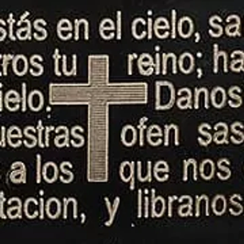 Men's black rubber bracelet with stainless steel black ip padre nuestro prayer accent
