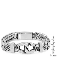Men's stainless steel double row wheat chain buckle bracelet