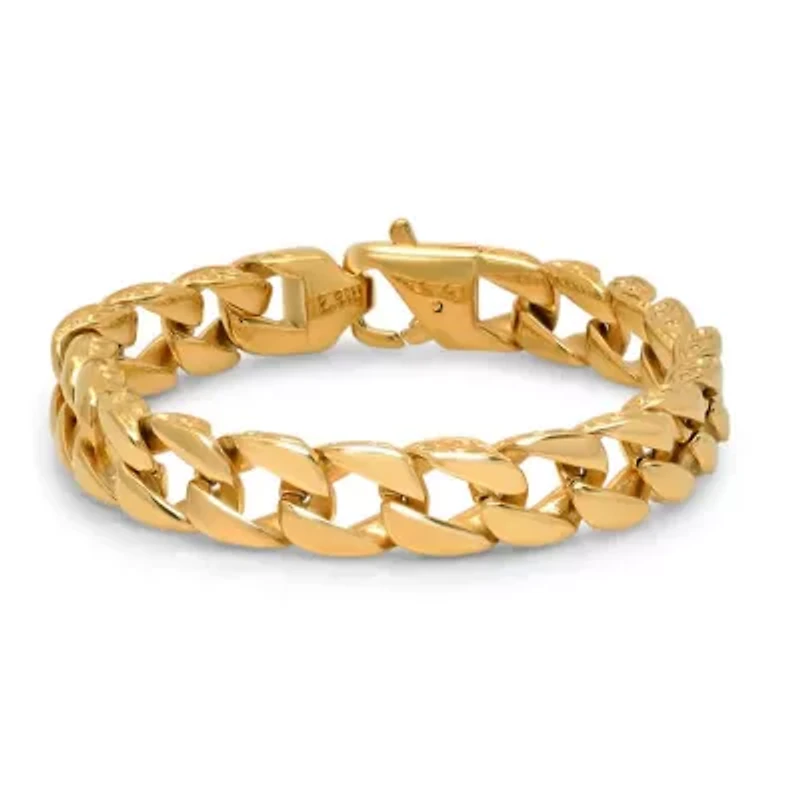 Men's 18 k gold plated stainless steel link bracelet