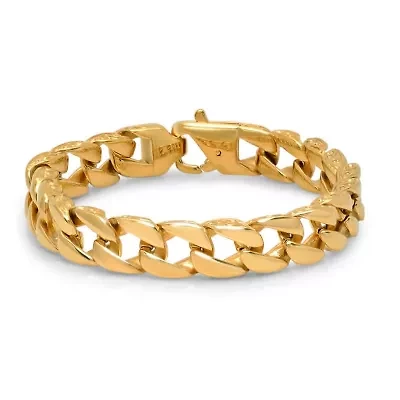 Men's 18 k gold plated stainless steel link bracelet
