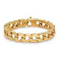 Men's 18 k gold plated stainless steel link bracelet
