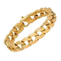 Men's 18 k gold plated stainless steel link bracelet