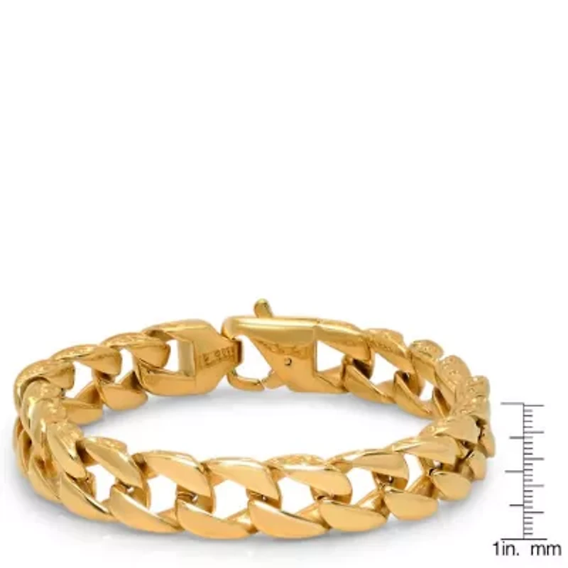Men's 18 k gold plated stainless steel link bracelet
