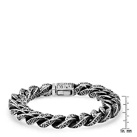 Men's oxydized stainless steel cuban link chain bracelet