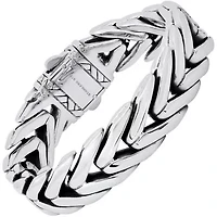 Men's heavy oxydized stainless steel wheat  chain bracelet