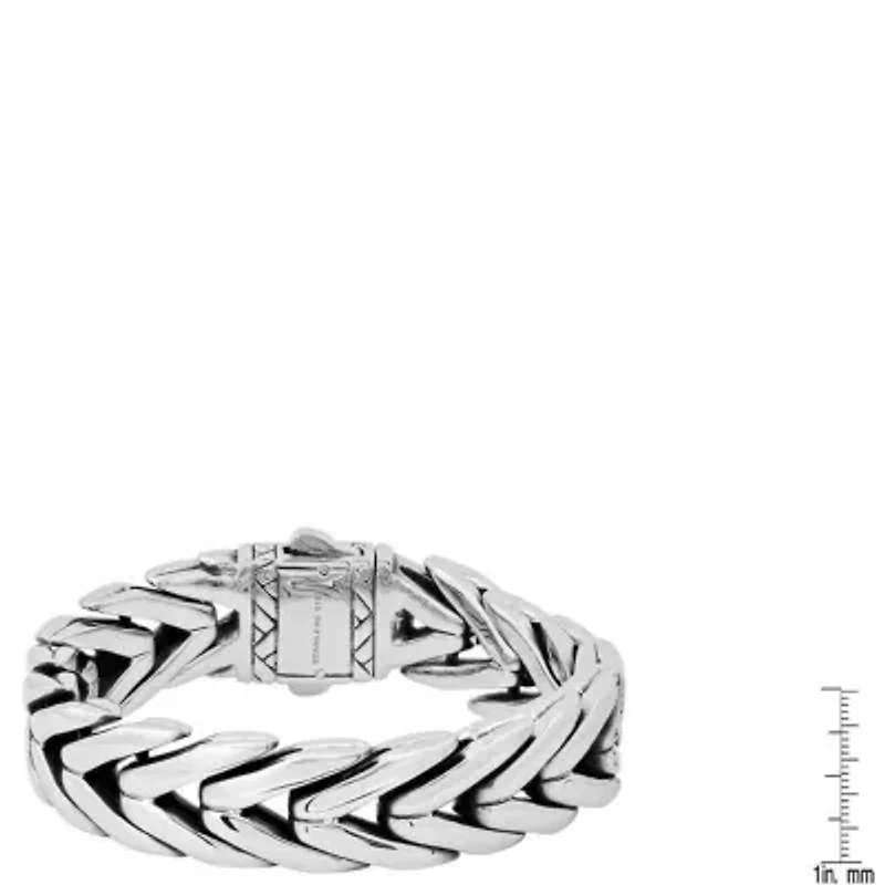 Men's heavy oxydized stainless steel wheat  chain bracelet