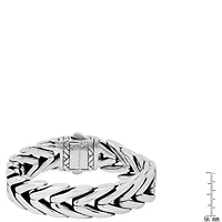 Men's heavy oxydized stainless steel wheat  chain bracelet