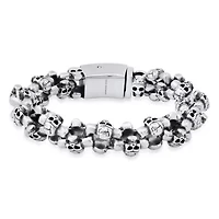 Men's stainless steel skull links bracelet