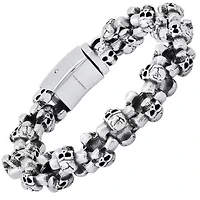Men's stainless steel skull links bracelet