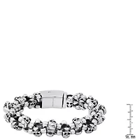 Men's stainless steel skull links bracelet