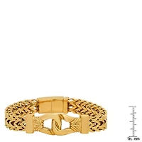 Men's 18k gold plated stainless steel bouble row wheat chain buckle bracelet