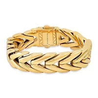 Men's heavy oxydized 18k gold plated stainless steel wheat chain bracelet