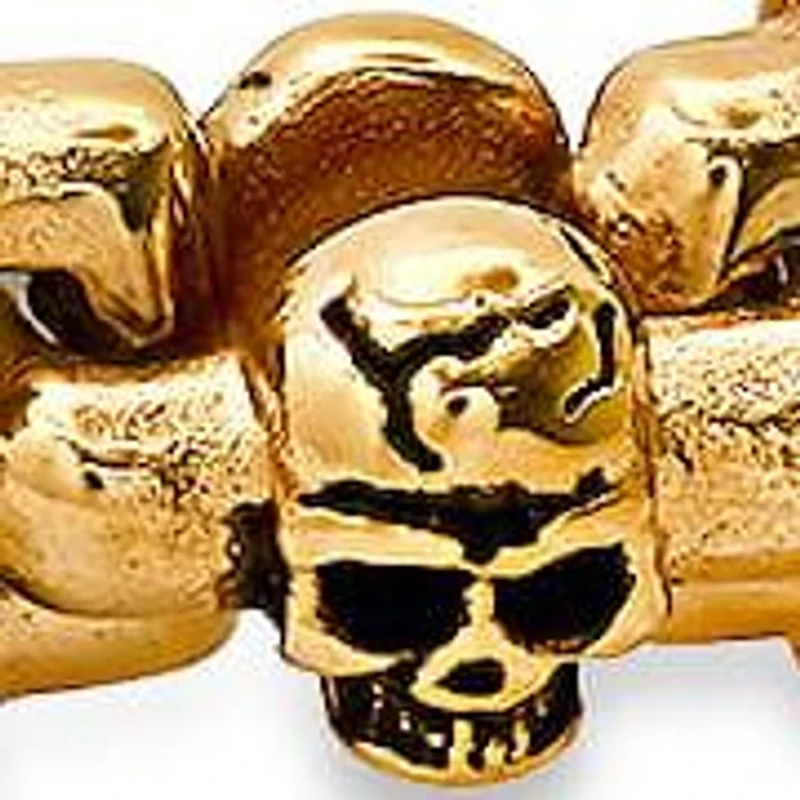 Men's 18k gold plated stainless steel skull links bracelet