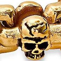 Men's 18k gold plated stainless steel skull links bracelet