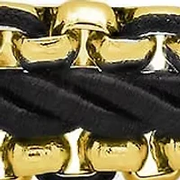 Men's 18k gold plated stainless steel double box chain and black nylon twisted cord bracelet