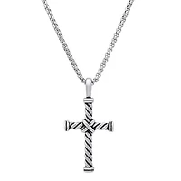 Men's stainless steel twisted cable cross pendant