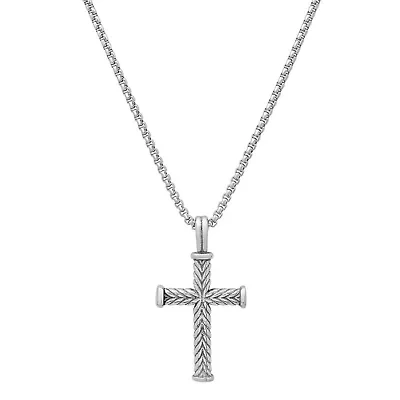 Men's stainless steel twist design cross pendant