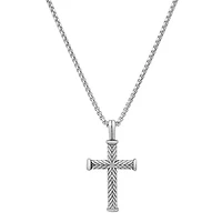 Men's stainless steel twist design cross pendant