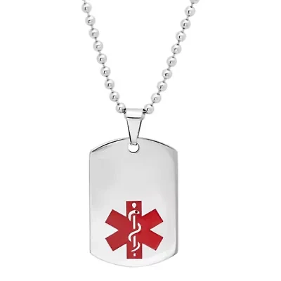 Unisex stainless steel medical id dog tag