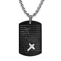 Black IP stainless steel Our Father prayer dog tag pendant