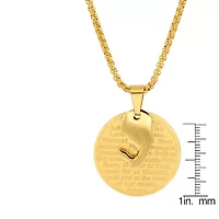 Men's 18k gold plated stainless steel Hail Mary prayer round pendant