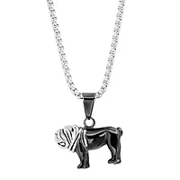Men's two tone black ip & stainless steel dog pendant